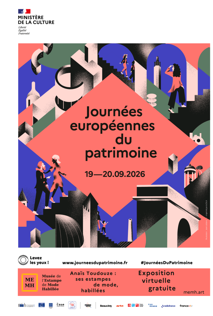 Affiche officielle repiquable des Journées européennes du patrimoine 2026, personnalisée par le MEMH.